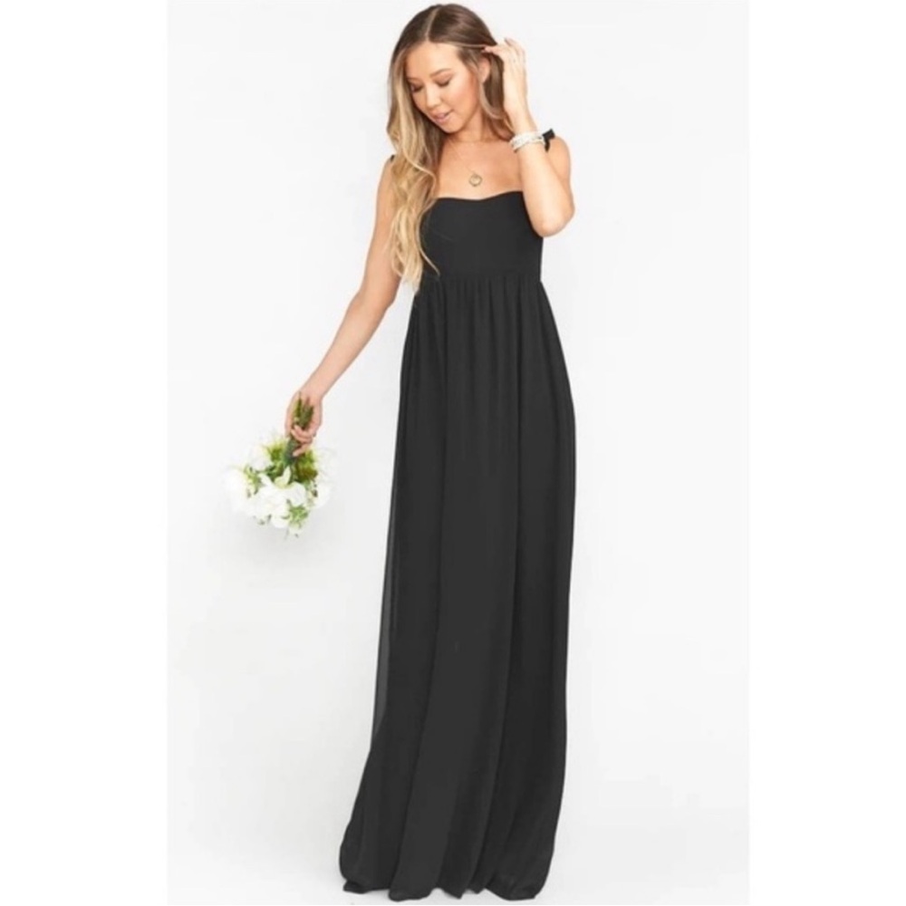 NWT Show Me Your Mumu Ruffle Back Maxi Dress XXS Black Chiffon